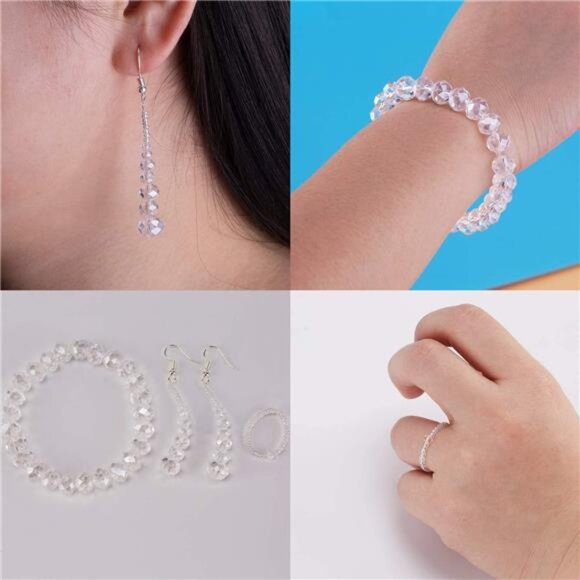 900+ Pieces Crystal Beads Kit, Rondelle Faceted Glass Beads AB Crystal - Picture 5 of 7